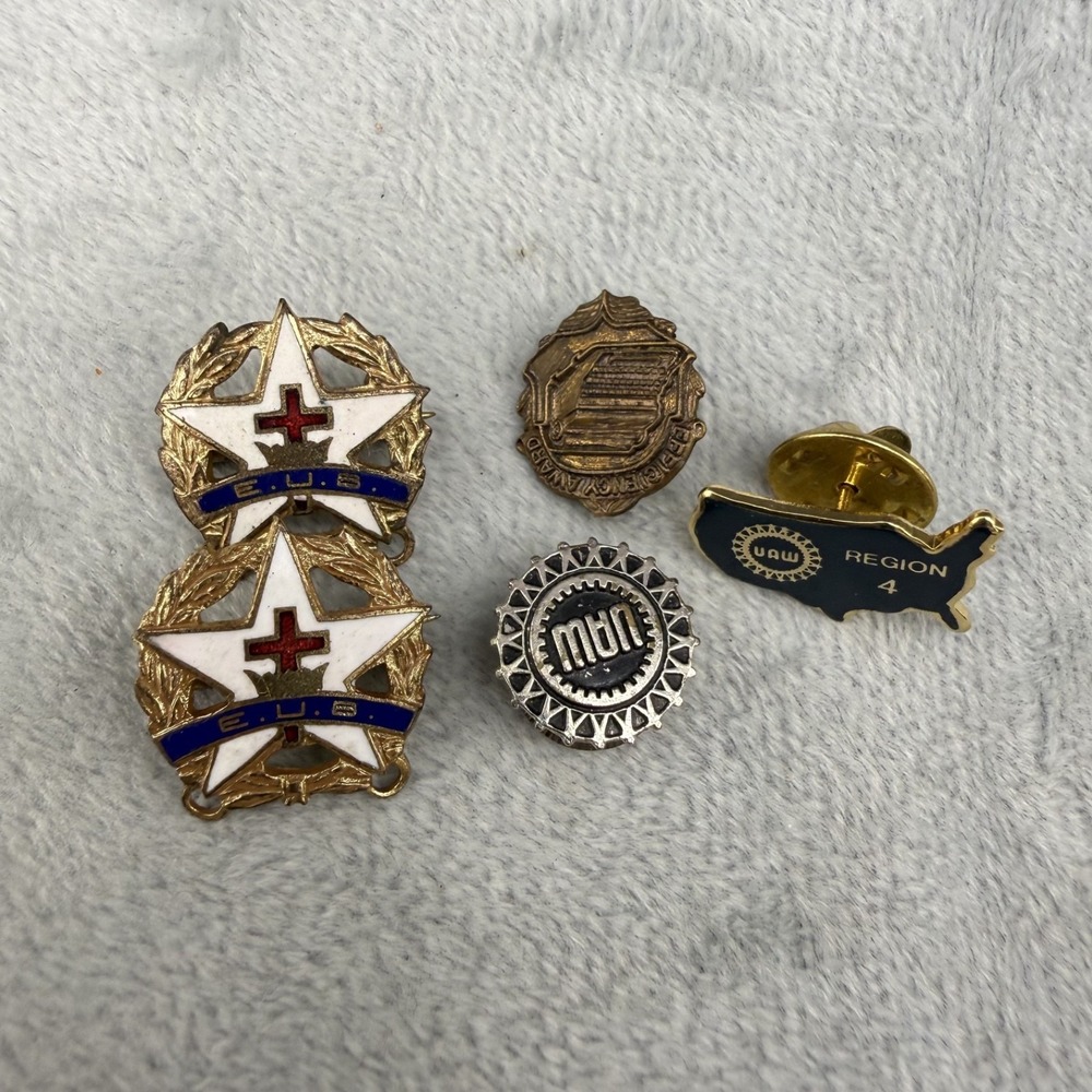 Vintage Hat Pin Lot Evangelical United Brethern UAW Multicolor Enamel Religious